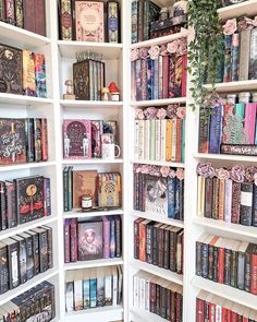 a book shelf filled with lots of books