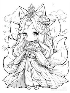 Chibi Coloring Pages, Adult Coloring Designs, Chibi Drawings, Cool Coloring Pages, Dessin Adorable, Coloring Book Art, Cute Coloring Pages