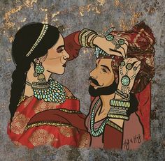 an image of a man and woman with jewelry on their heads