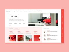 an image of a website page with red and white colors, including the word la line