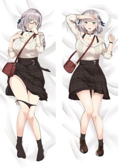 two pictures of a woman with short hair and glasses, one in a skirt the other in a shirt