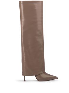 brown nappa leather above-knee length pointed toe slip-on style Nappa Leather, Above Knee, Boot Shoes Women, Knee Length, Shoe Boots, Slip On, Women Shoes, Luxury Fashion, Boots