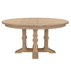 an oval wooden table with two columns on each side and one leg raised up to the top