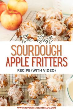 sourdough apple fritter Sourdough Apple Fritters Recipe, Discard Apple Fritters, Sour Dough Apple Fritters, Sameday Sourdough Recipes, Apple Sourdough Discard Recipes, Sourdough Discard Apple Fritters, Sourdough Hot Pockets, Easy Sourdough Discard Recipes Healthy, Sourdough Fritters