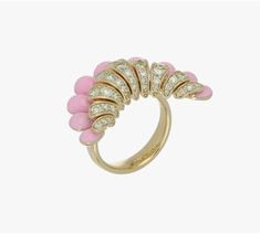 Ref. FF176RG54 Allegra ring, Yellow Gold, Champagne Diamonds, Pink Enamel. Allegra Big Pink Enamel ring in 18k yellow gold, adorned with sparkling champagne diamonds, and hand-painted with pink enamel gently ebbing the finger like floral petals. Gold: g 15.20 | Champagne Dia: ct 1.29All weights are approximate. Slight variations may occur due to the nature of handmade craftsmanship. Paper Bracelet, Sparkling Champagne, Gold G, Gold Champagne, Pink Enamel, Enamel Ring, Tuscany Italy, Champagne Diamond, Wedding Service