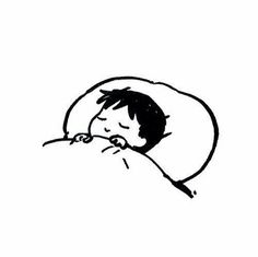 a black and white drawing of a person sleeping