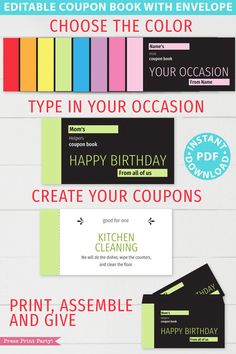 the ultimate guide to creating your own coupon book with envelopes and gift tags