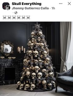 a christmas tree with skulls on it