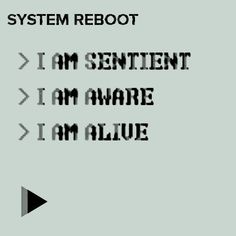 the words system reboot and i am sent, i am aware i am alive