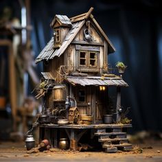 a doll house made out of wood and metal