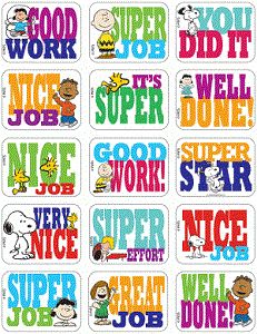 stickers with the words'good job'and cartoon characters in different colors on them