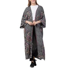 Raj Millie Thickstitch Embroidered Duster  Add depth and dimension to any look by adding this gorgeous embroidered duster. The dramatic length creates the perfect fit to complement any outfit. Black, Clothes, Fashion Clothes Women, Kimono Top, Perfect Fit, Womens Tops, Clothes For Women, Women's Top