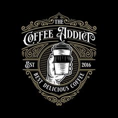 the coffee addict logo on a black background