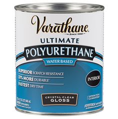 a can of water based polyurephane with the words varathane on it