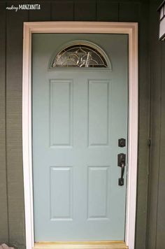 a blue front door on a house