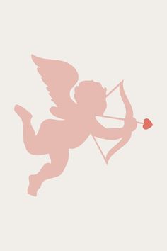 the silhouette of an angel with a bow and arrow