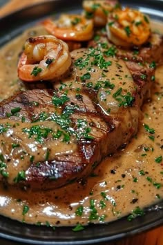 Steak in Creamy Cajun Shrimp Sauce  Ingredients:  For the Steak: 2 ribeye or sirloin steaks 2 tbsp olive oil 2 tbsp butter Salt and pepper to taste  For the Cajun Shrimp Sauce: 1/2 lb shrimp (peeled and deveined) 2 tbsp butter 2 garlic cloves (minced) 1 cup heavy cream 1/3 cup Parmesan cheese (grated) 1 tsp Cajun seasoning (adjust to taste) 1/2 tsp smoked paprika 1/4 tsp cayenne pepper (optional) Fresh parsley (chopped, for garnish)  Instructions:  Cook the Steaks: Season steaks with salt and pepper. Heat olive oil in a skillet over high heat. Sear steaks for 3-4 minutes per side for medium-rare, or to your preferred doneness.   Prep Time: 10 mins | Cook Time: 20 mins | Total Time: 30 mins | Kcal: 640 | Servings: 2 Creamy Cajun Shrimp Sauce, Cajun Shrimp Sauce, Cajun Butter Steak, Savory Beef Stew, Creamy Cajun Shrimp, Cajun Butter, Filet Mignon Recipes, Butter Steak