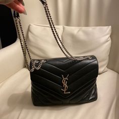 Ysl Medium Black Bag Like New. Worn A Few Times. Comes With Dust Bag. Ysl Black Large Bag, Ysl Black Purse, Ysl Lulu Bag, Black Handbags For Women, Ysl Bags Aesthetic, Casual Designer Crossbody Bag, Mini Ysl Bag, Yves St Laurent Bag, Black Designer Shoulder Bag