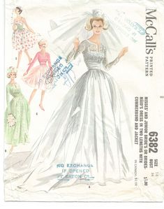 an old fashion sewing pattern for a wedding dress