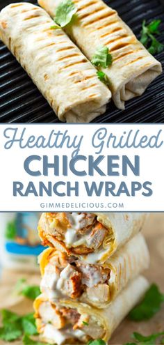 healthy grilled chicken ranch wraps on a grill