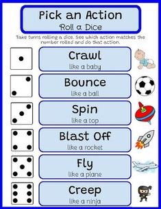 an activity sheet for kids to learn how to play with dice and roll or dice