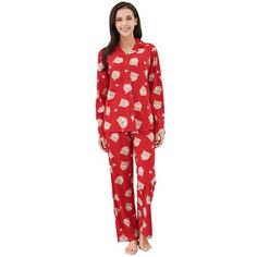 This Female Pajama Set is Knitted Flannel Pajama Two Piece pajama Printed Sleepwear Set with Pants. Long sleeve lapel collared Top and Long pants with elastic waist. Various Colors Available. Richie House women clothing is made of skin-friendly and cozy fabric, which is soft, lightweight, breathable, warm stretchy, and comfortable Size: M.  Color: Red.  Age Group: adult. Cozy Red Sleepwear For Pajama Party, Cozy Red Long Sleeve Sleepwear, Red Winter Sleepwear Long Pants, Red Long Pants Sleepwear For Winter, Cozy Red Sleepwear For Sleepover, Red Long Sleeve Sleepwear For Pajama Party, Night Wear Dress, Pants With Elastic Waist, Flannel Women