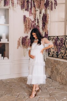 "💙 White tulle maternity dress, a perfect choice for your upcoming baby shower celebration. This enchanting tulle midi dress in pristine white is designed to exude grace and elegance while ensuring utmost comfort for expectant mothers. 💙 Crafted with a delicate tulle fabric, this white tulle midi dress adds a touch of whimsy and sophistication to your baby shower attire. The flowing layers of tulle create a graceful A-line silhouette, flattering your changing figure and allowing you to move wi White Tulle Midi-length Dress, White Tulle Midi Dress For Wedding, Chic White Maternity Dress, Elegant Summer Tulle Maternity Dress, White Summer Maternity Dress For Wedding, White Maternity Dress For Summer Wedding, Flowy White Maternity Dress For Wedding, White Maternity Wedding Dress For Summer, White Summer Maternity Wedding Dress