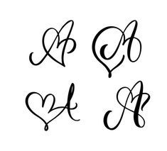 the letter h is made up of hearts and letters in cursive font,