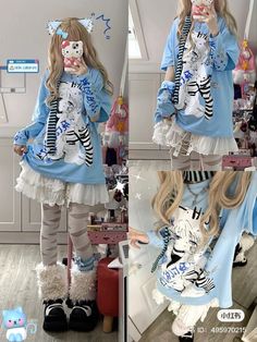 Grunge Kawaii Outfits, Grunge Preppy Outfits, Kawaii Outfits Anime, Cat Inspired Outfits, Japanese Harajuku Fashion, Anime School, Cosplay Kawaii