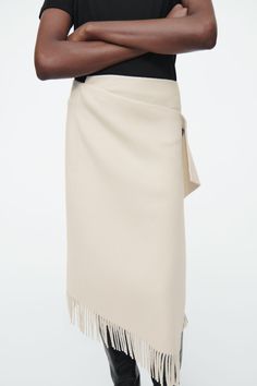 FRINGED WOOL MIDI WRAP SKIRT Beige Midi Skirt, Yellow Midi Skirt, Red Midi Skirt, Pink Midi Skirt, Midi Skirt Pattern, Midi Wrap Skirt, White Midi Skirt, Tulle Midi Skirt, Cotton Midi Skirt