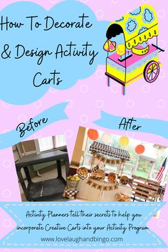 how to decorate & design activity carts before and after using the free printables