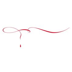 a white background with red lines and a drop of blood