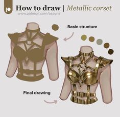 how to draw metallic corset in adobe and photoshopped with the final drawing