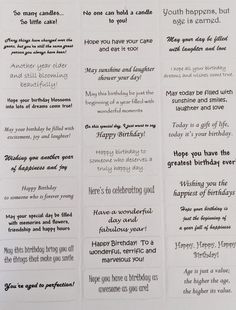 some type of handwritten birthday card with words and phrases on the inside of it