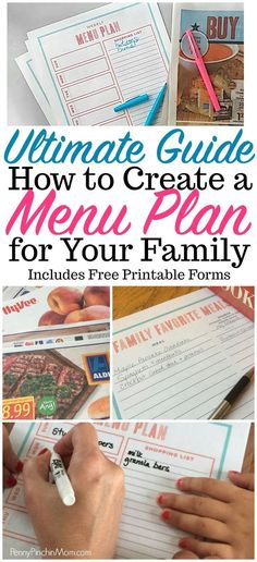 the ultimate guide to create a menu plan for your family includes free printable forms