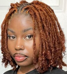 Dyed Loc Tips Black Women, Auburn Hair Color Locs, Loc Hair Colors Black Women, Ginger Color Locs, Hair Color For Locs Dreadlocks, Dark Ginger Locs Black Women, Locs Hairstyles Colored, Color 30 Locs