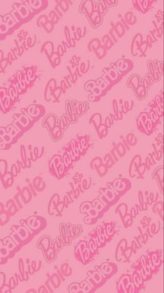 the back side of a pink wallpaper with barbie's name on it