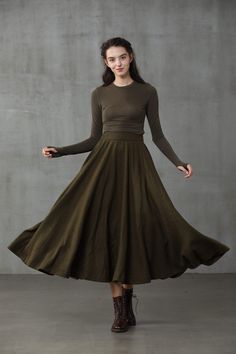 The Soft Lawn 12 | Midi Wool Skirt – Linennaive Spiral Skirt, Winter Wool Skirt, Midi Wool Skirt, Warm Skirt, Midi Skirt Winter, Skirts Winter, Walking Skirt, Warm Skirts, Skirt Winter