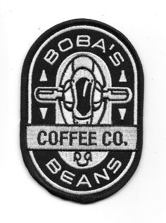 a black and white patch with the words coffee co and beans on it