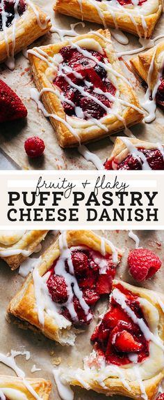 puff pastry cheese danish with raspberries on top