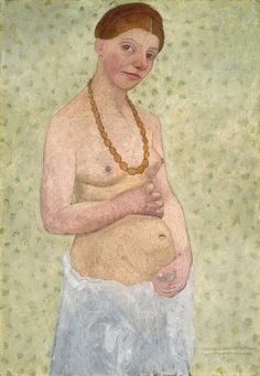 a painting of a woman holding a baby bump in her arms with the words, the mother of the female gaze