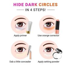 Eye Bags Makeup, Makeup Routine Guide, Makeup Steps, Hide Dark Circles, Eyes Dark