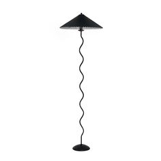 a black floor lamp on a white background