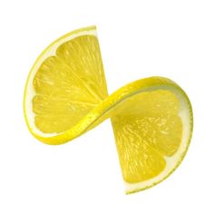 two lemons cut in half on white background with clipping path to the top