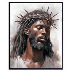 a painting of jesus with crown of thorns on his head