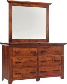 a large wooden dresser with a mirror on it's top and bottom drawers below