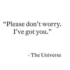 a quote that says, please don't worry i've got you the universe