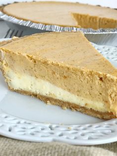 a piece of pie sitting on top of a white plate