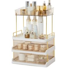 Skincare Station Always At Hand! Crafted for routine convenience, this 2-shelf and 1-drawer layered design organizes all your makeups in one place, sorting them in your skincare orderonce and for all! From cleansing to sunscreen, every step is right at your fingertips, giving you a one-stop skincare journey Where Sturdiness Meets Simplicity! This bathroom organizer is robust without feeling clunky, crafted with sturdy PET trays and hefty metal tubes. Assembly is the laziest no-brainer  no tools Small Bathroom Sink Organization, Skincare Station, Makeup Organizer Bathroom, Makeup Organization Bathroom, Skincare Organizer, Bathroom Vanity Organization, Bathroom Sink Organization, Vanity Organizer, Small Bathroom Sinks