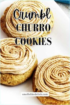 Calling all churro lovers! These Copycat Crumbl Churro Cookies are the perfect holiday treat. Giant, cakey cookies are swirled with cinnamon frosting, creating a flavor explosion reminiscent of your favorite churros.  They're ideal for spreading Christmas cheer or celebrating Feliz Navidad with a delicious twist! Churro Cookie Recipe, Crumble Cookies Recipe, Infused Cookies, Churro Cookies, Brown Sugar Cookie Recipe, Cinnamon Buttercream, Crumble Cookie, Brownies Cookies